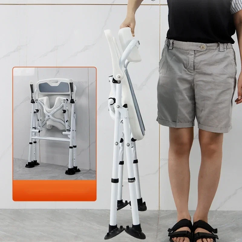 Foldable Bath Chair Wall-mounted Shower Seats with Armrests Home Portable Camping Chair Bathroom Elderly Special Non-slip Stool 5