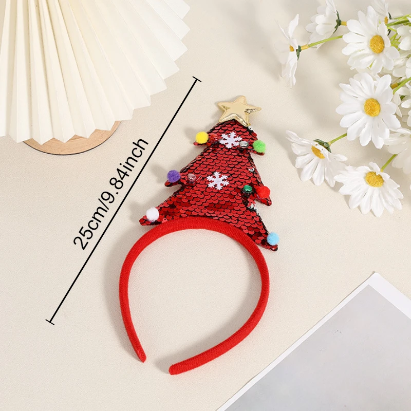 3PCSChristmas three-dimensional Christmas tree headband, party dress feather headband, Christmas gift random style