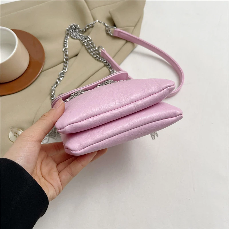Quaste Umhängetasche einfarbig Pu Leder Damen tasche Luxus besetzt Diamant Handtasche Mode Mini kleine Umhängetasche – Detail 12