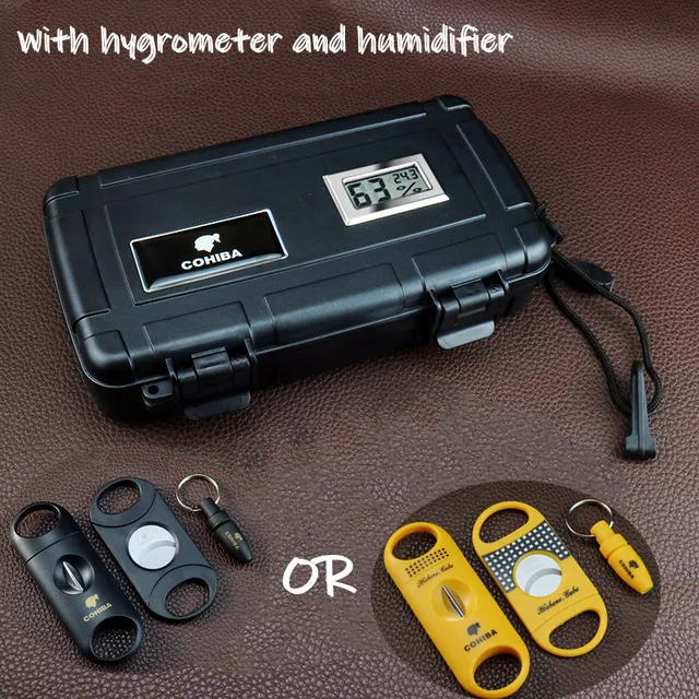 Cohiba Premium Plastic Cigar Case W/ Humidifier Hygrometer Waterproof Shockproof Travel Ashtray Humidor Storage Box Accessories - Image 5