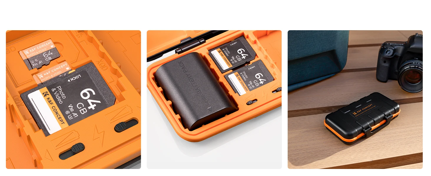 K&F CONCEPT Kamera-Akku- und SD-Kartenhalter für Kamera-Akkus und Speicherkarten, Wasserfeste und Stoßfeste Hülle, Kamerazubehör – Detail 5