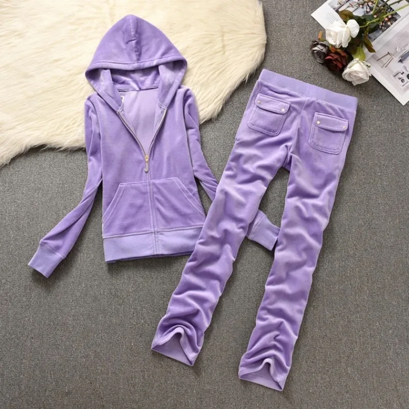 

JC Tracksuit Women Velvet Women's Brand Velour Sewing Suit Women Track Suit Hoodies And Pants Sets Apple Met JC couture 2023