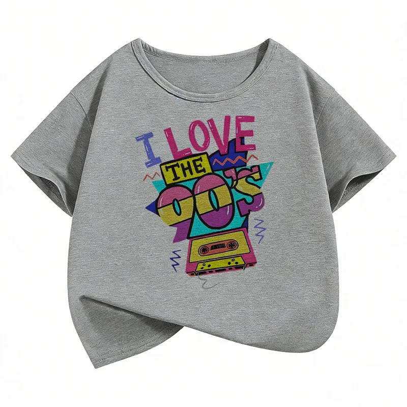 Retro I Love The 90s Funny Kids' Short Sleeve T-Shirt - Casual Summer/Spring Top