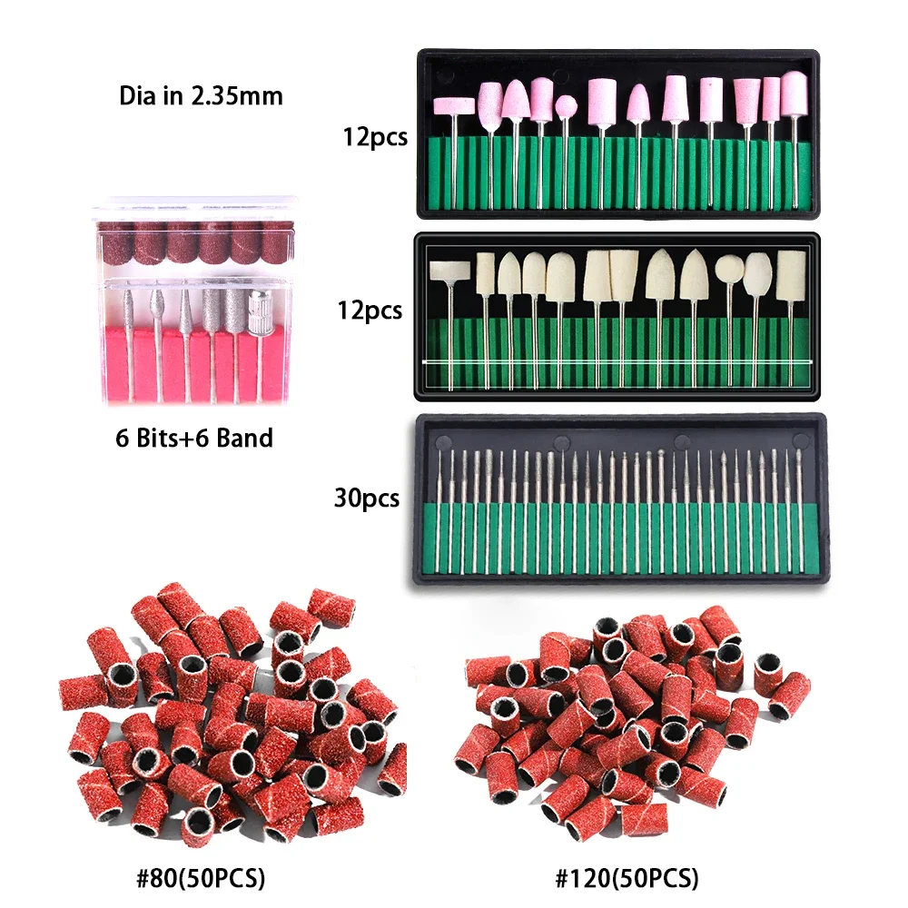 Emery Quartz Nail Art Drill Bits with Soft Wool Stone Polish Head Sanding Band for Manicure Machine Accessories NAD045 2