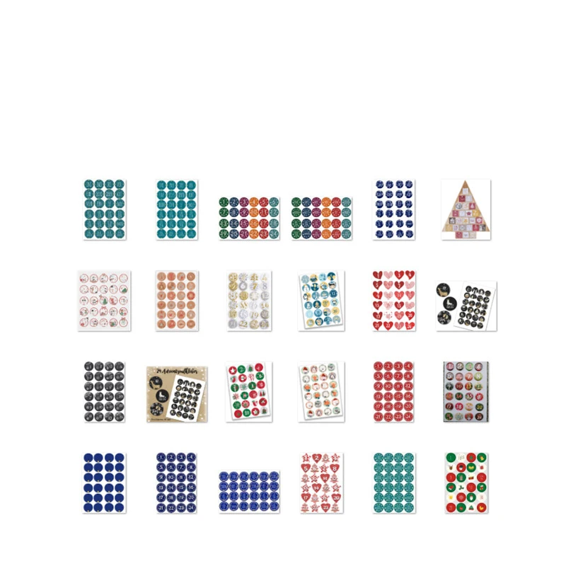 Merry Christmas Gift Stickers Advent Calendar Number Paper Stickers Multi-Function DIY Crafts Gift Packaging Labels Decor Tools