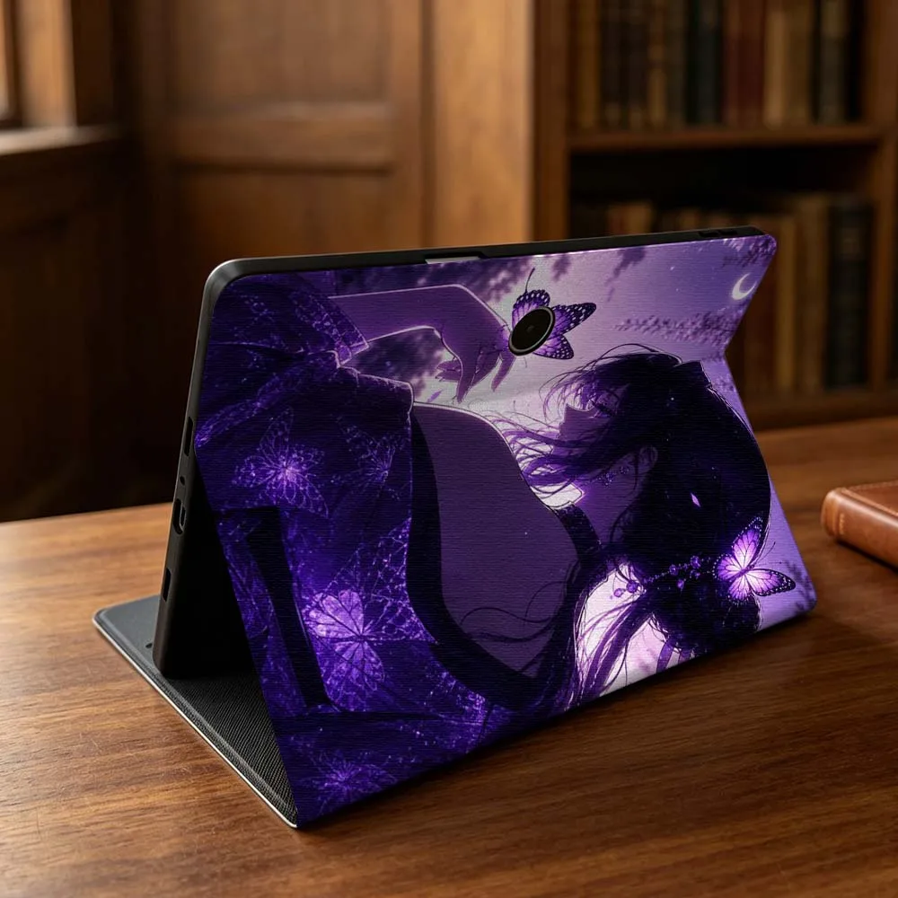 Purple Butterfly Girl Soft Tablet Case for Various Models (11-13 inch)