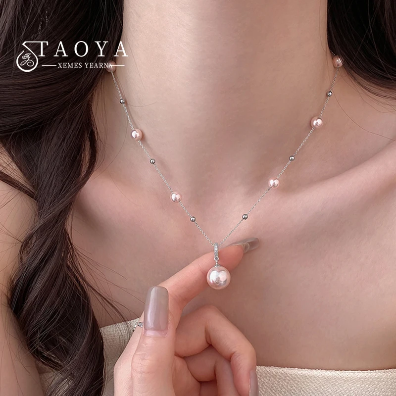Zierliche Manta Rose Lila Imitationsperlen-Halskette für Damen, Perlenkette mit einzelnem runden Perlenanhänger, elegantes tägliches Schmuckgeschenk