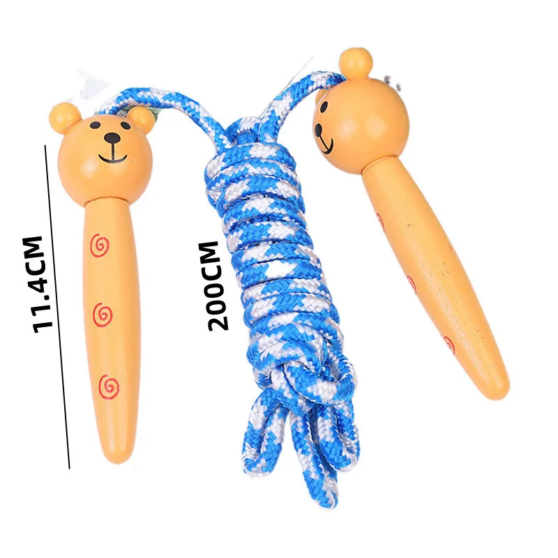 2PC Children's Cute Cartoon Animals Wooden Skipping Rope Fitness Equipment Sports Outdoor Sports Kids Education Exercise Nourish