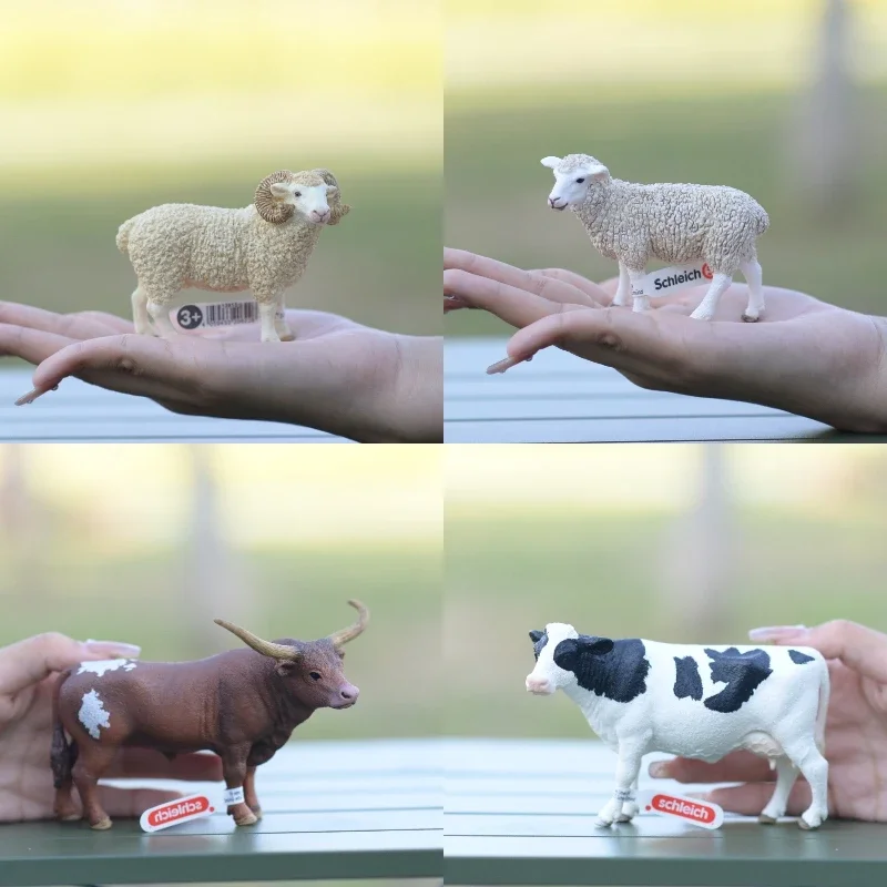 Original Schleich Longhorn Big Cow Big Black Farm Model Children