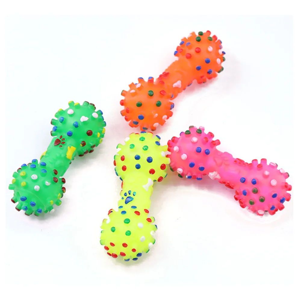 1pcs Funny Pet Dog Cat Puppy Sound Polka Dot Squeaky Toy Rubber Dumbbell Chewing Toy.jpg