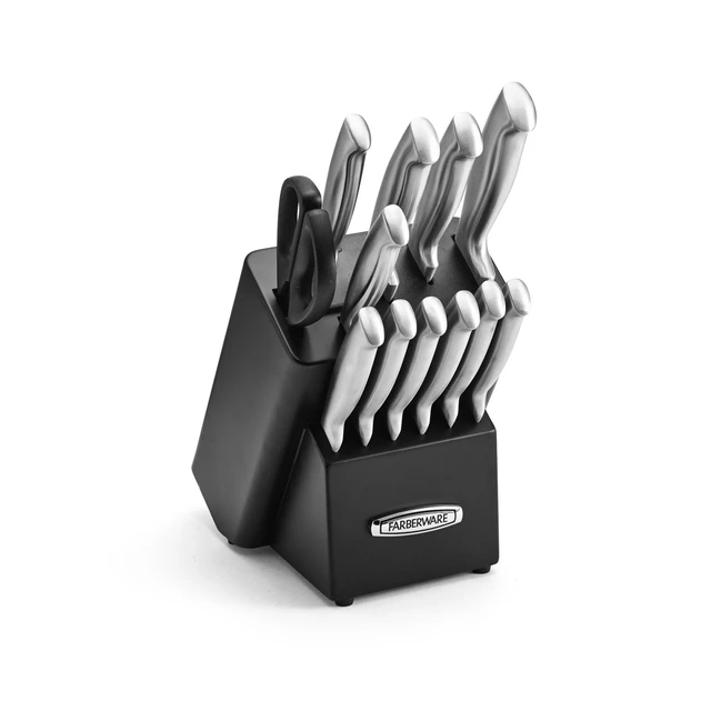 Farberware Edgekeeper 16-Piece Triple Rivet Block Set with Built in Knife  Sharpener, Black