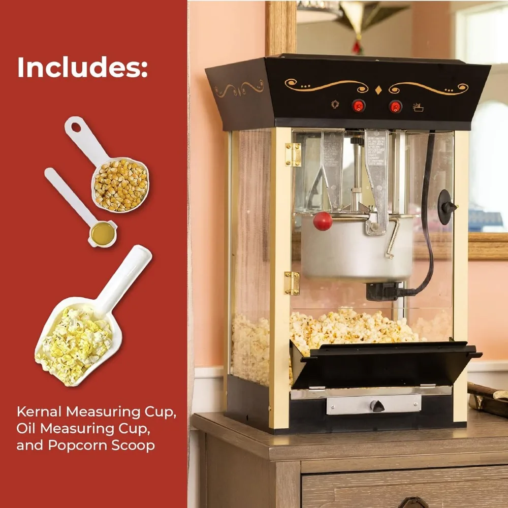 Popcorn Maker Machine-Professional Cart With 8 Oz Kettle Makes Up to 32 Cups-Vintage Popcorn Machine Movie