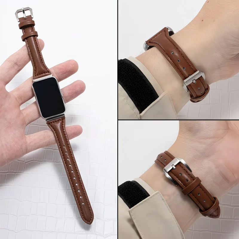 Slim Leather Strap - Elegant Women's Wristband for Smartwatch Accessories