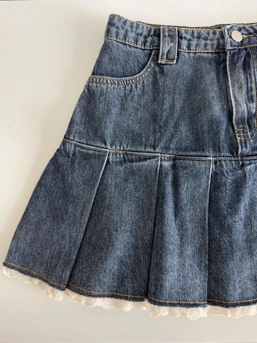 Women Blue A-line Denim Skirt Vintage Aesthetic Y2k