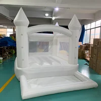 Inflatable Jumping Castle 3.7*2.7*2.6M White Bounce House For Kids Bouncy House White For Children With Blower Slide Outdoor Toy 2