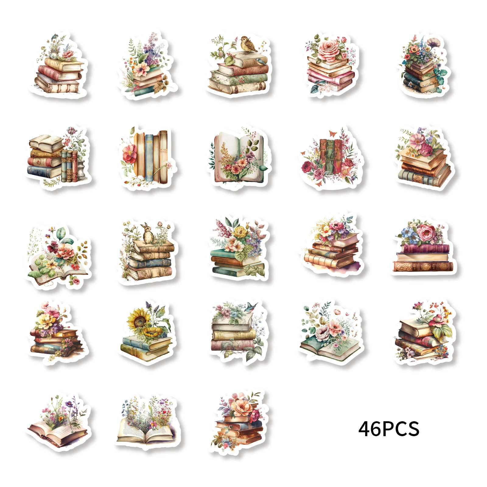 46pcs Book In Flowers Vintage Graffiti Stickers Decorated Notebook Water Cup Suitcase Guitar Classic Toy Scrapbook DIY Decals 6