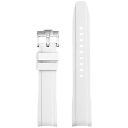 High Tensile Silicone Strap with Universal Curved End and Butterfly Buckle - 18mm (White)