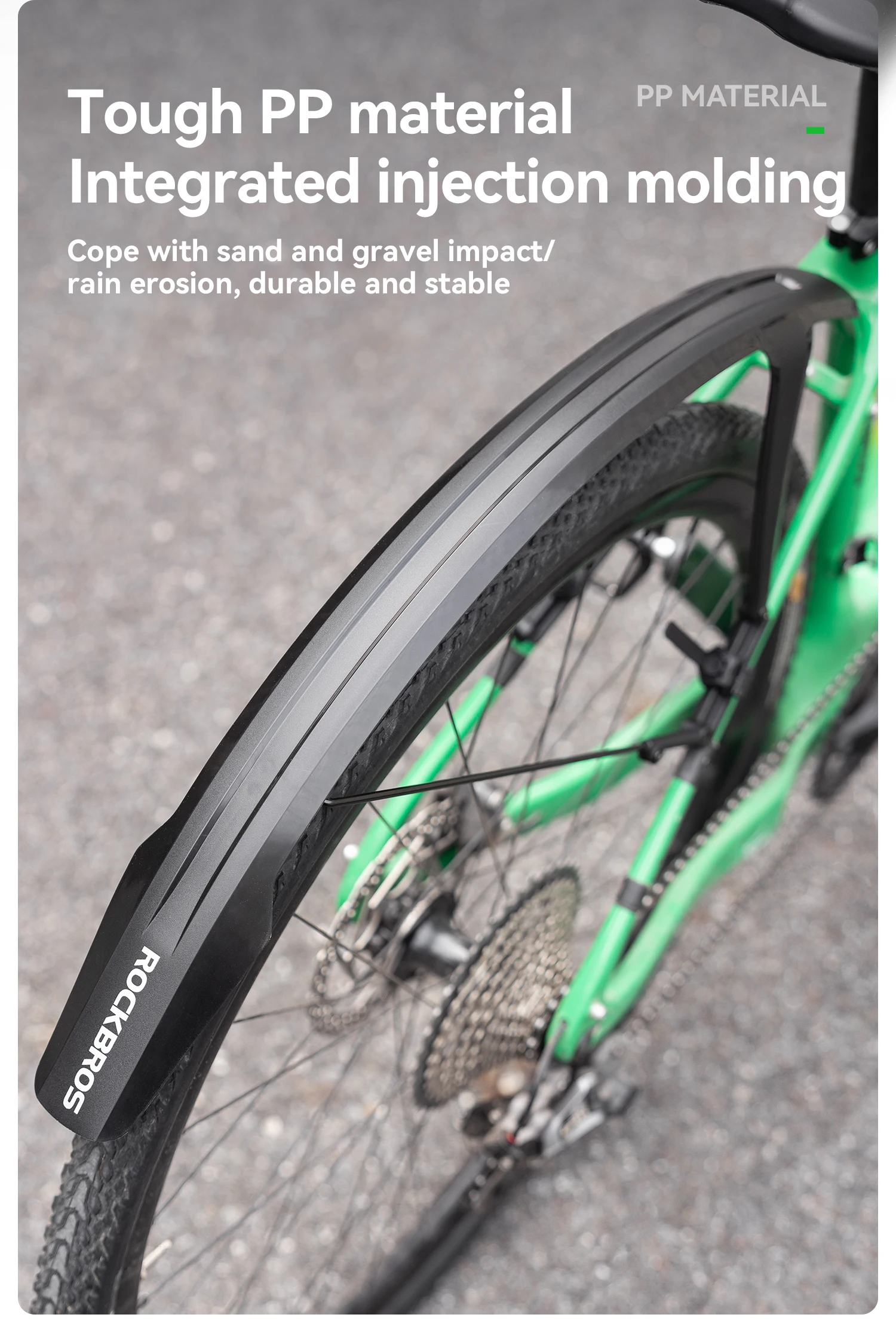 ROCKBROS Fahrradschutzblech Schnellspanner Robustes PP-Material Vorder- und Hinterradschutzblech für Rennrad MTB Gravel Frei Einstellbares Fahrradschutzblech – Detail 5