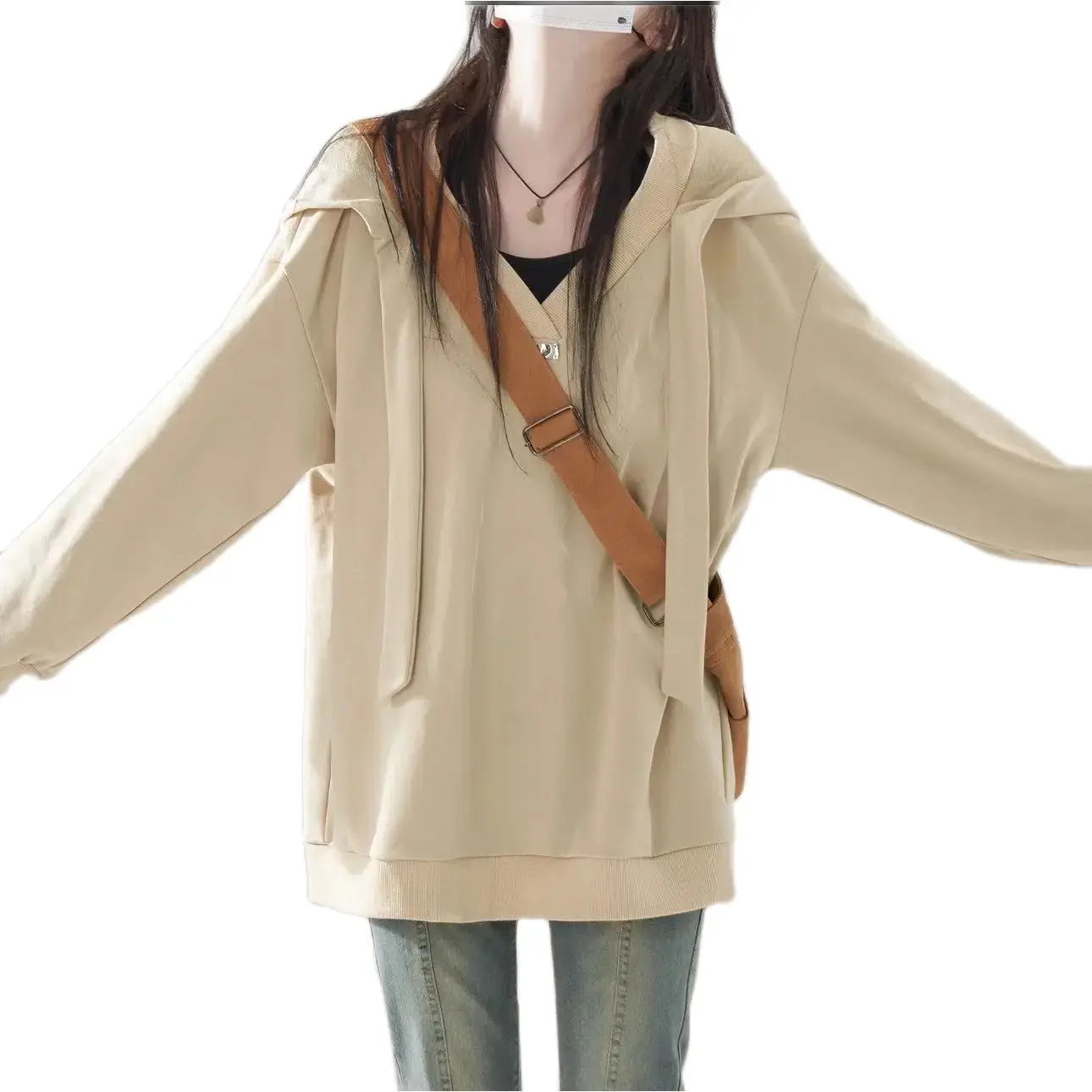 Korea Women'S Hoodies Pullover Hood Popular Autumn Winter Spring Autumn Top New Style Minority