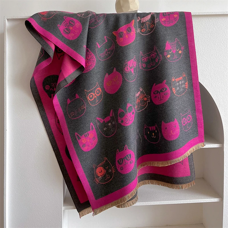 

2023 роскошное Толстое Зимнее Одеяло Bufanda теплый кашемировый шарф Женская шаль с принтом новые обертывания пашмины женские туристические пончо палантины