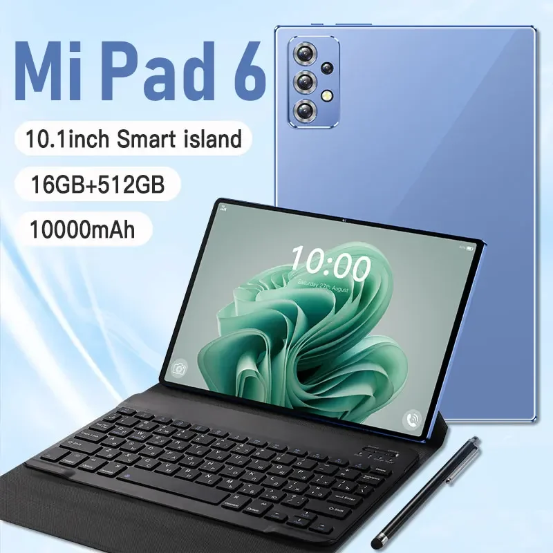 

Global MI Pad 6 Xioami TableTs 10.1inch 4K HD Screen Android Mobile TableT Unlocked Teb 5G WIFI Tablet PC Original