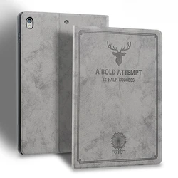 Premium Deer Leather Tablet Case with Stand and Smart Cover Functionality - iPad air 1 2 9.7 (GRAY)