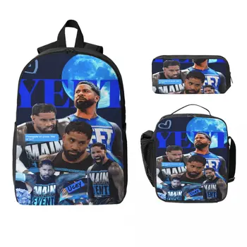 3Pcs Jey Uso Yeet Wrestling Wrestler School bags Set for Girls Boys Pen Bags Backpack Sets with Lunch Box For School Knapsack 1