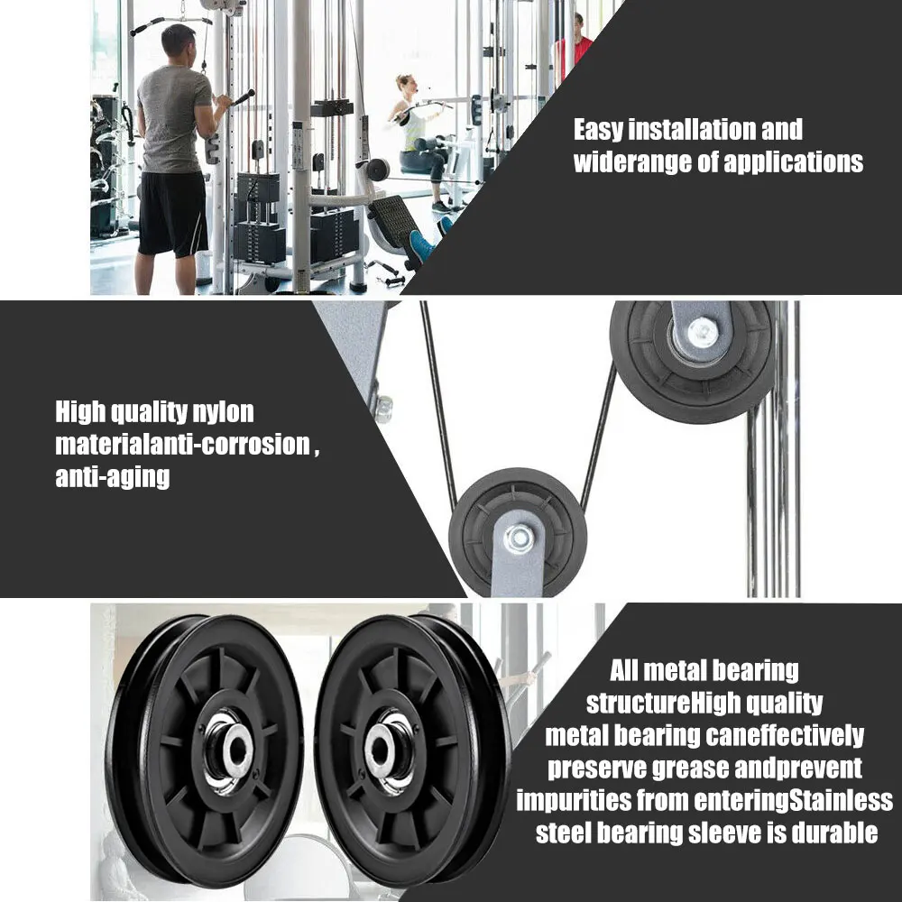 Fitness Cable Pulley Fitness Pulley Cable Fitness Pulley 4 Pcs/Lot Universal 70mm/90mm/105mm Diameter Wearproof Nylon Bearing Pulley Wheel Cable Gym Fitness Equipment Part