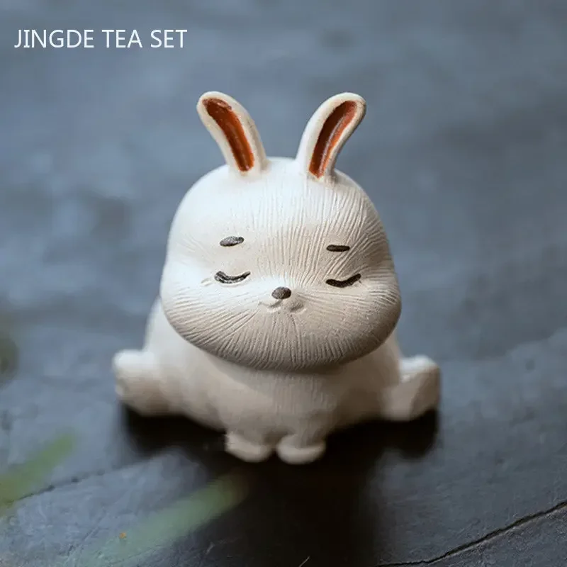 Creative Yixing Purple Clay Zodiac Rabbit Tea Pet Can Raise Tea Tray Small Ornaments Chinese Handmade Tea Set Decoration