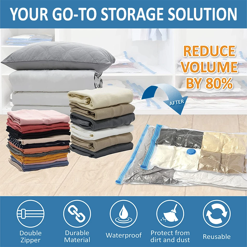 Hanging Vacuum Storage Bags 80% More Storage Reusable Space Saver  Compressed Bag Vacuum Sealer Bags For Bedding Clothing - AliExpress