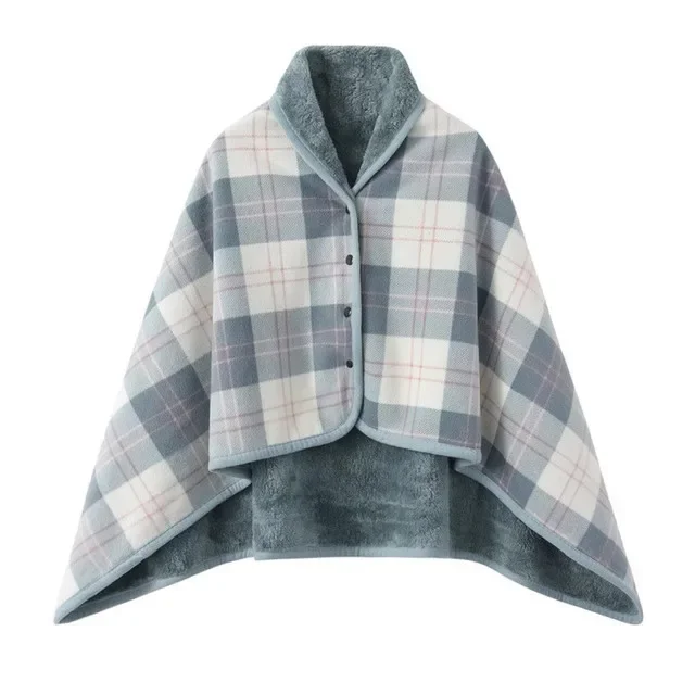 Cozy Plaid Wearable Blanket - Soft Fleece Shawl for Adults, Office, Travel & Home