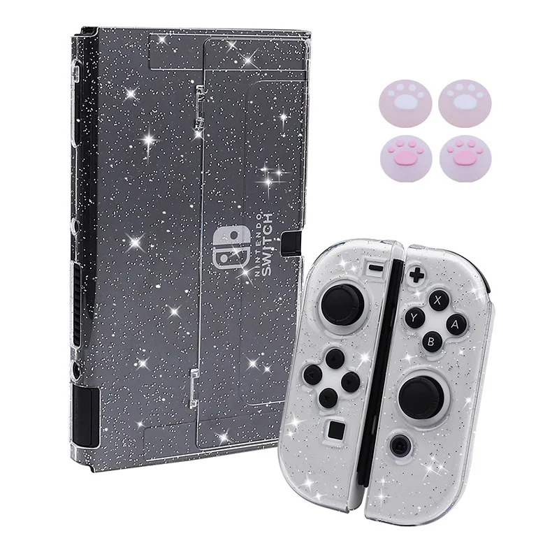 Nintendo Switch Oled 콘솔 비디오 게임 패드 커버 스킨 액세서리 용 투명 보호 TPU + PC 윤기 나는 케이스