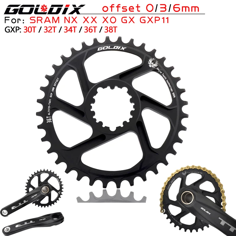 

GOLDIX GXP Bike MTB Mountain Bike 30T/32T/34T/36T/38T Crown bicycle chainring for Sram 11/12S NX XX XO GX GXP11 single disc t