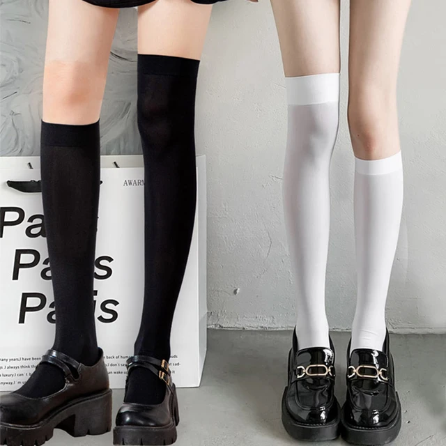 Medias Blancas por encima de la rodilla para mujer, medias blancas cálidas  de Lolita hasta el muslo, pantimedias Kawaii, medias largas hasta la  rodilla - AliExpress