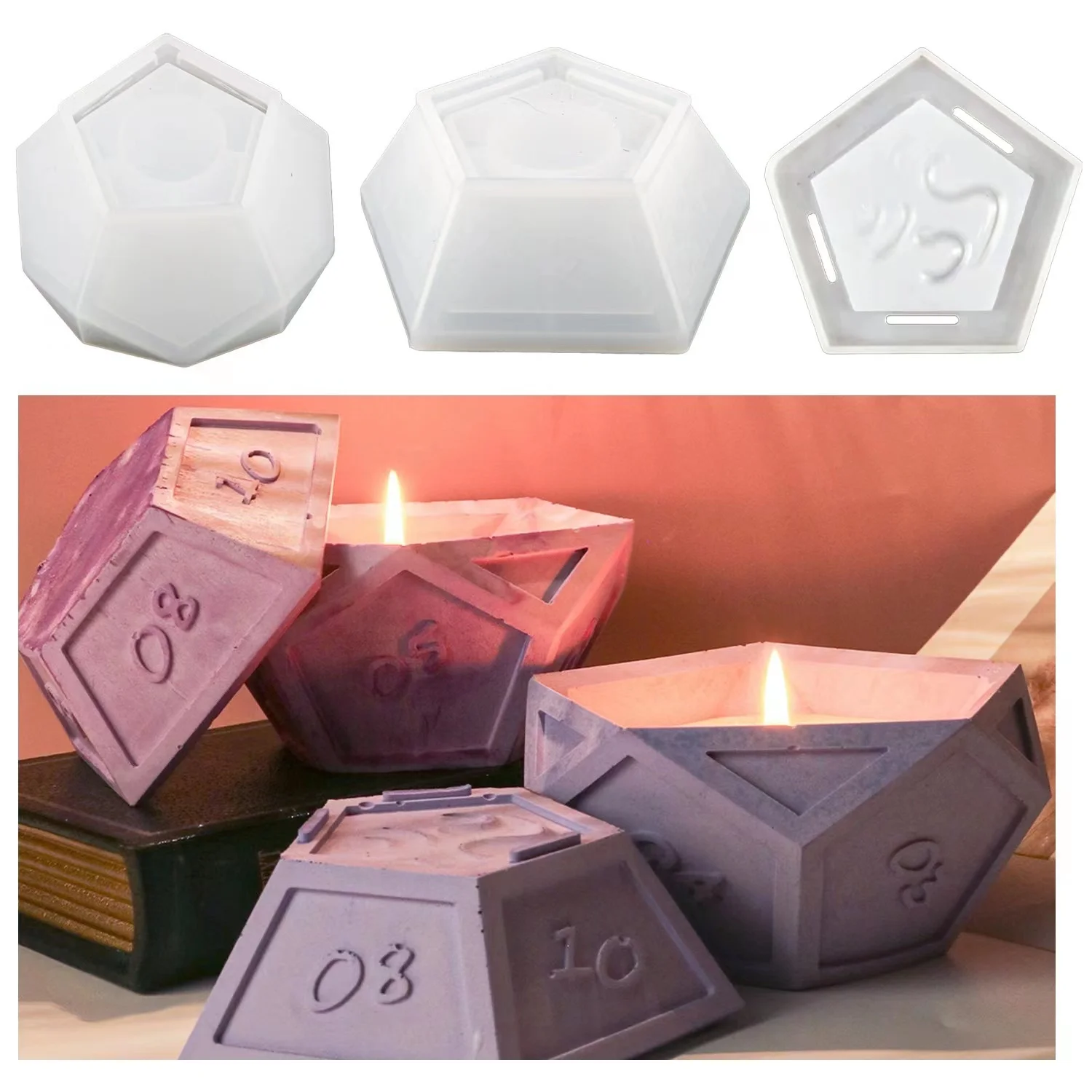 

Dice Candle Cup Silicone Mold DIY Epoxy Resin Cement Gypsum Pouring Aromatherapy Storage Mold Home Decoration Table Crafts