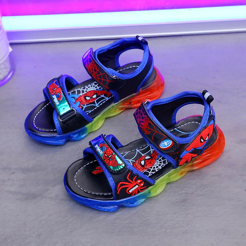 child shoes girl 2022 Kids Sandals Summer New Fashion Carton Beach Shoes for Boys Children Breathable Led Light Spider Casual Walking Sandals slippers for boy Children's Shoes