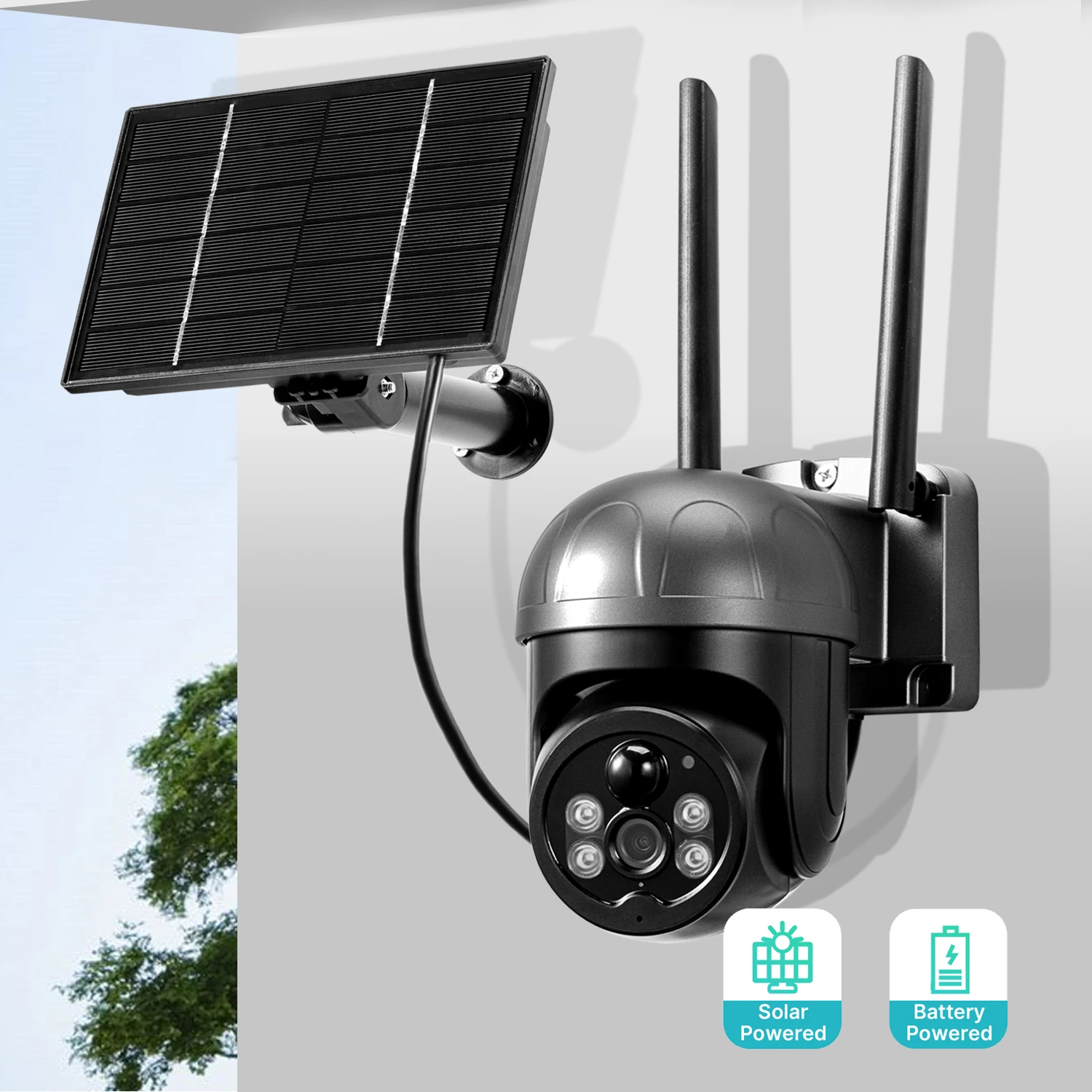 Sistema de cámara de seguridad solar WiFi inalámbrico para exteriores,  paquete de 4, cámara de seguridad alimentada por energía solar de 3 MP  (incluye