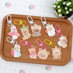 Colgante de oso pequeño para niños, llavero escolar de estilo de dibujos animados, adornos para coche, regalos pequeños para niños, manualidades, juguetes para niños