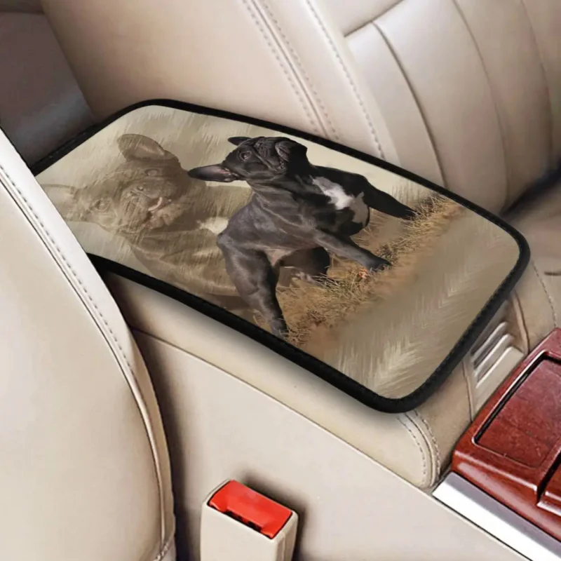 

Cool French Bulldog Car Armrest Box Pad Anti-Slip Pet Dog Center Console Protection Cover Mat Universal Style