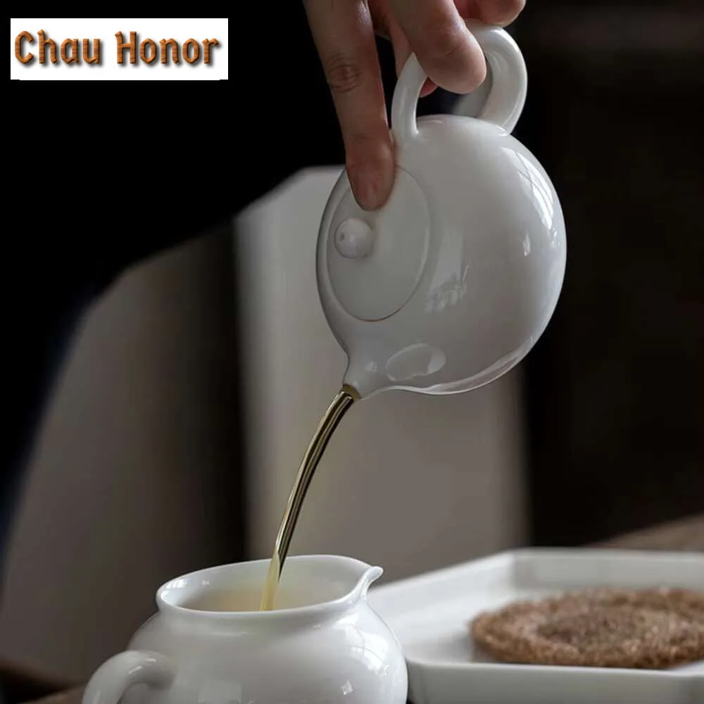 Handmade Dehua White Porcelain Teapot Small Xishi Pot Household Tea Maker Kettle with Infuser Drinkware Accessories Ornaments