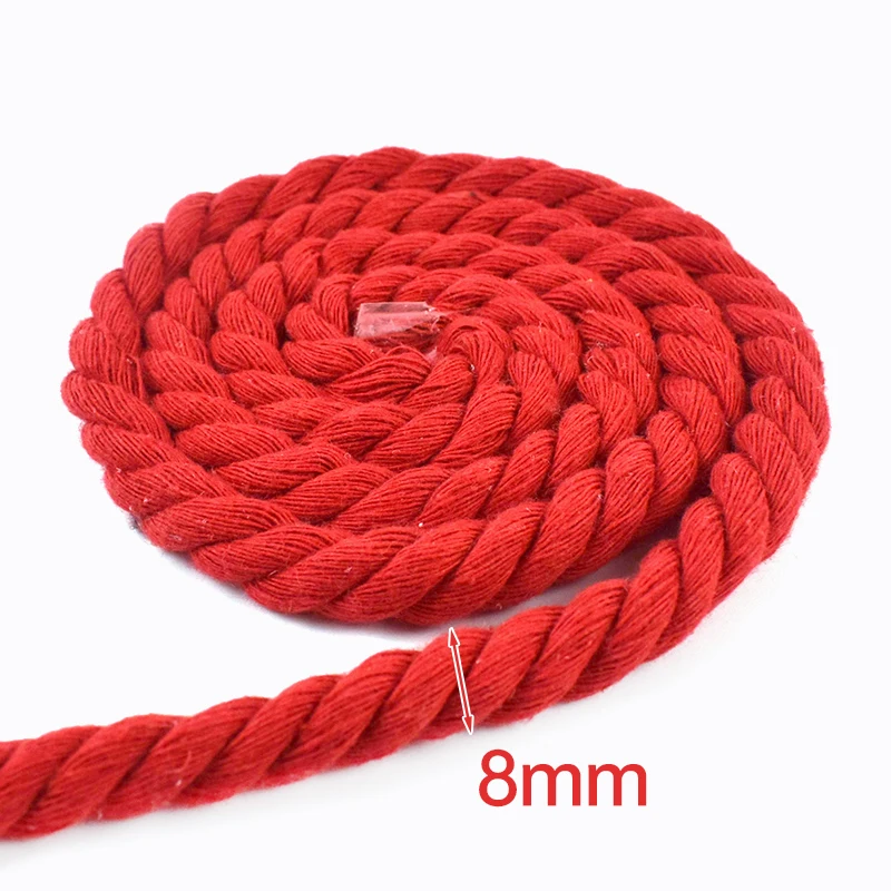 Red Braided Twisted Cotton Cord for DIY Crafts and Accessories – Multiple Lengths and Thickness Options