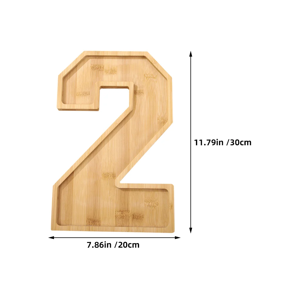 2 Pcs Birthday Number Tray Charcuterie Boards Wood Fillable Food Boxes Letter Cheese Platter Foof Baby Letters 3