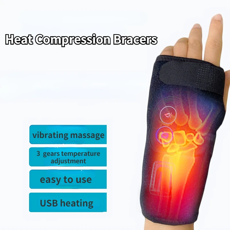 

Wrist Massager Relaxation Treatments Hand Compression Air Massager Hot Compress Wrist Heating Brace Massager USB Rechargeable