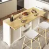 59 Inch Large Kitchen Island with Power Outlet, Farmhouse Thick Table Top Drawer, Organized Storage Space with Rubber Wood 3