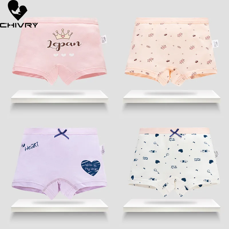 

4Pcs/lot Kids Girls Underwear Cute Cartoon Children's Shorts Panties for Baby Girls Boxer Brief Teenager Underpants for 2-14T