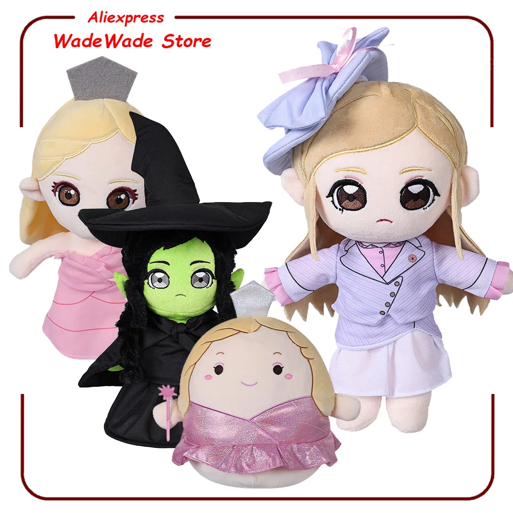 Witch Elphaba Glinda Cosplay Plush Plushies Movie Wicked Roleplay Cartoon Soft Stuffed Mascot Costume Birthday Halloween Props