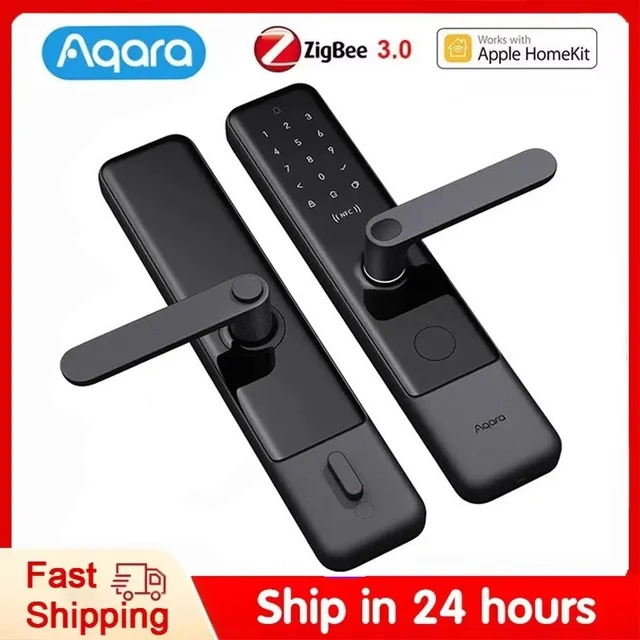 การจัดส่ง DHL Aqara N200 สมาร์ทประตูล็อคลายนิ้วมือประตูล็อครหัสผ่านบลูทูธ NFC ปลดล็อกสมาร์ทล็อคทํางานร่วมกับ HomeKit Mijia 1