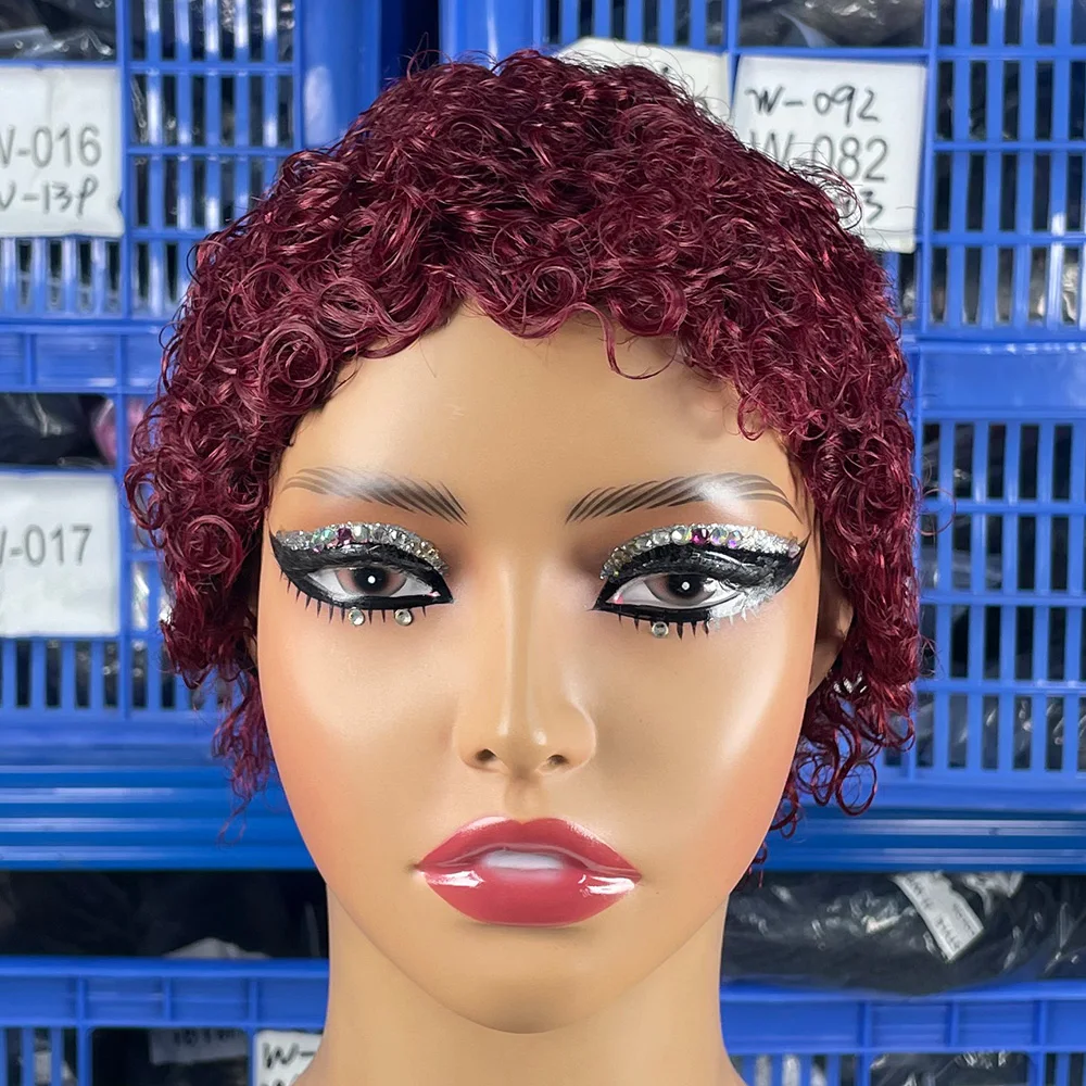Parrucche Corte Ricci all'Ingrosso Disponibili, Parrucche Taglio Pixie 100% Capelli Umani, Parrucche Chioma Trendy per Donne Nere, Parrucca Completamente Realizzata a Macchina - immagine 4