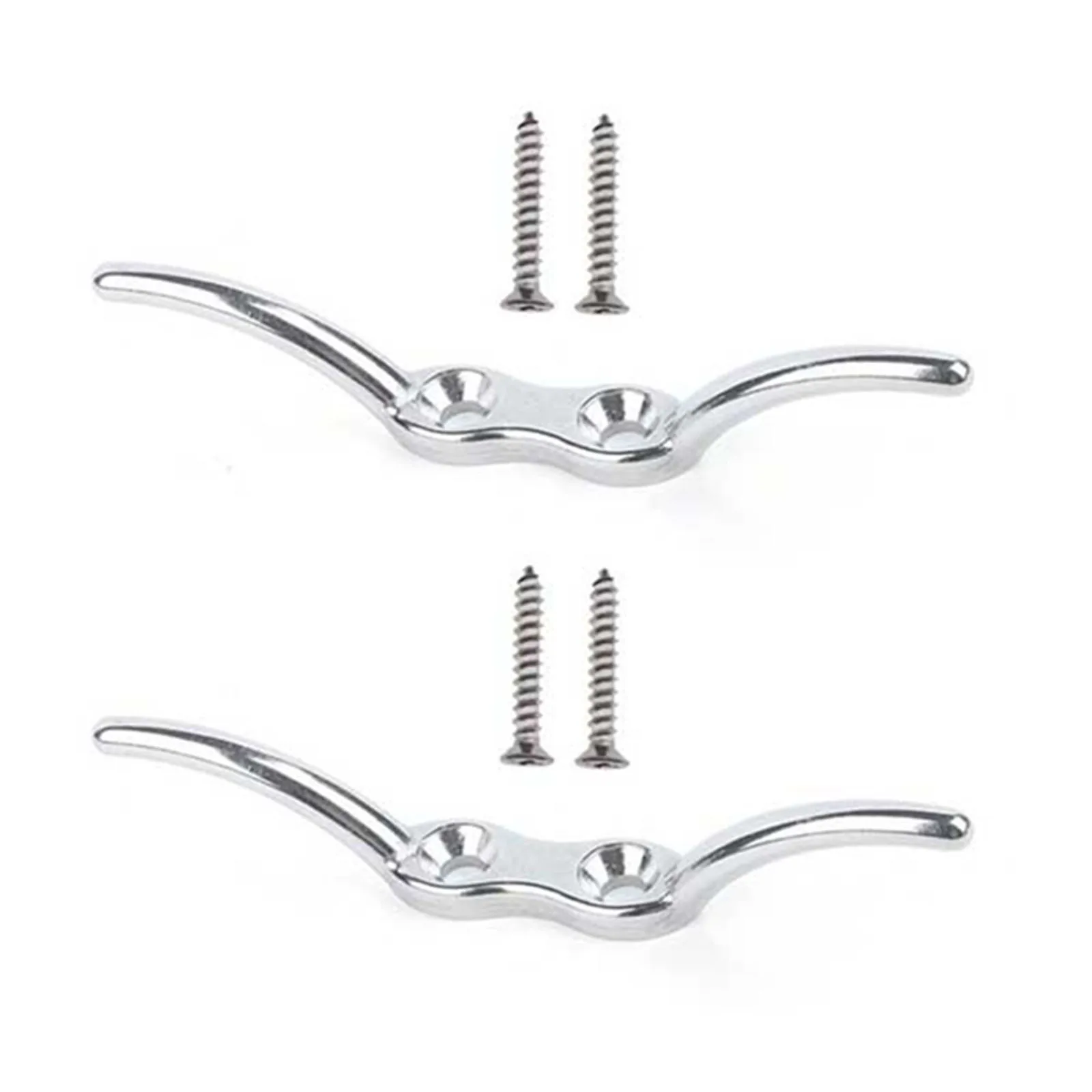 

2pcs Flag Rope Fixing Cleat Hook Stainless Steel Flagpole Cleat Hook Practical For Flagpole For Boats 65mm FlagPole Rope Cleat