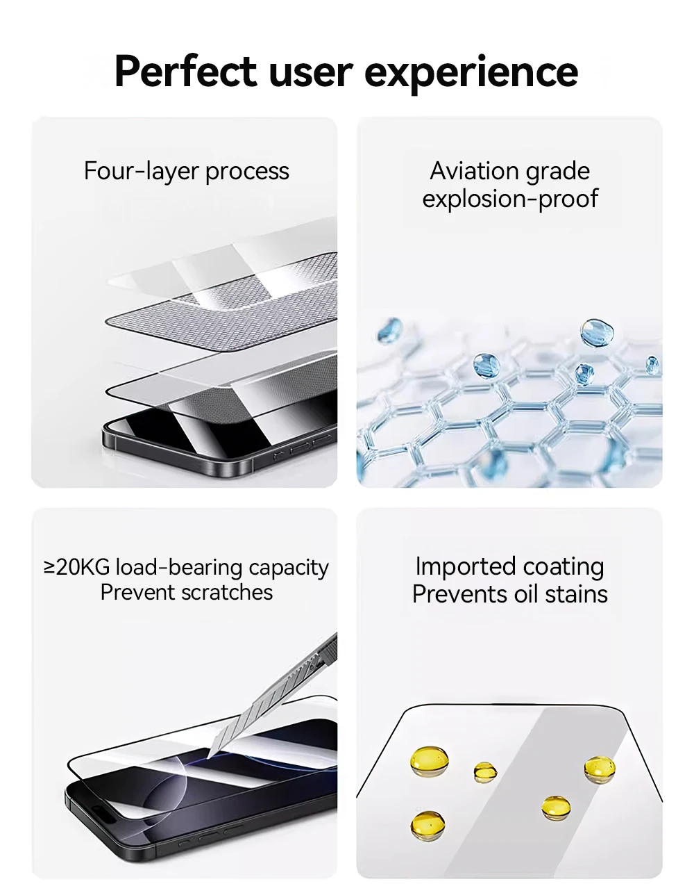 Joyroom 1/2/3pcs HD Glass Screen Protector for iPhone 16 15 Pro Max Fall-proof Full Screen Tempered Glass Protection for iPhone